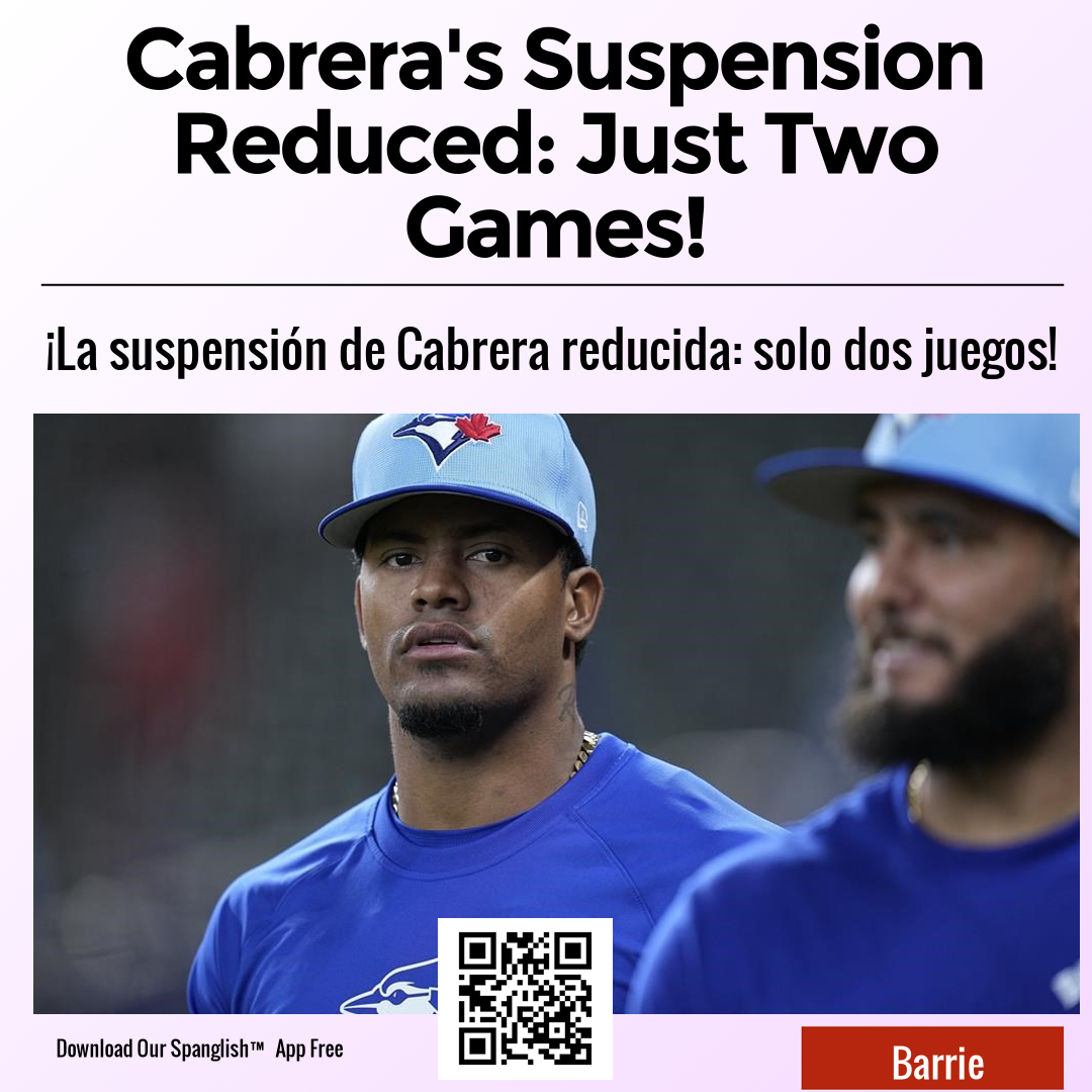 Cabrera's Suspension Reduced: Just Two Games!