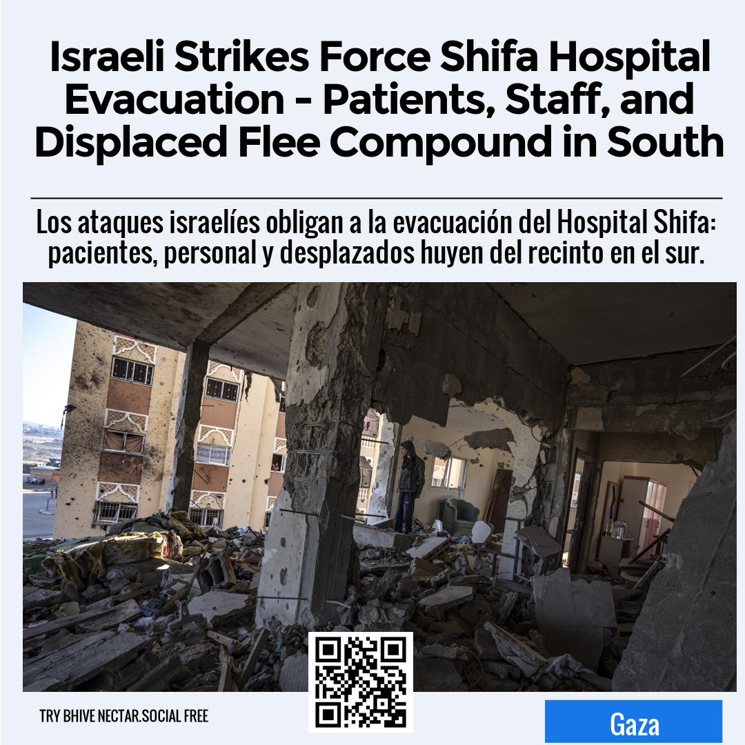 Israeli Strikes Force Shifa Hospital Evacuation - Patients, Staff, and Displaced Flee Compound in South