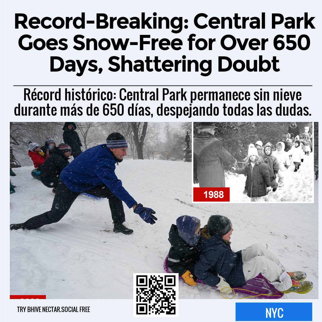 Record-Breaking: Central Park Goes Snow-Free for Over 650 Days, Shattering Doubt