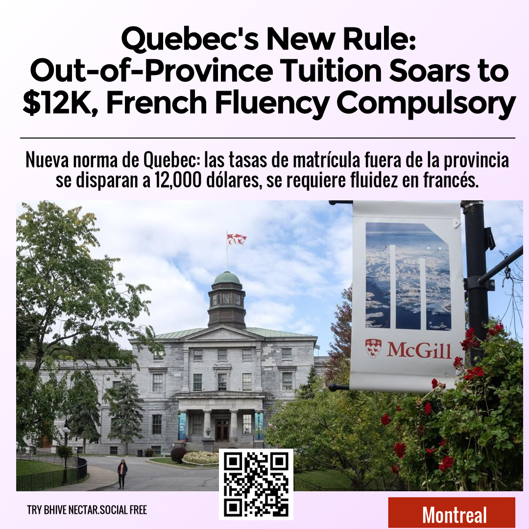 Quebec's New Rule: Out-of-Province Tuition Soars to $12K, French Fluency Compulsory