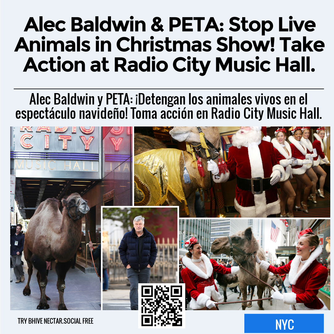 Alec Baldwin & PETA: Stop Live Animals in Christmas Show! Take Action at Radio City Music Hall.