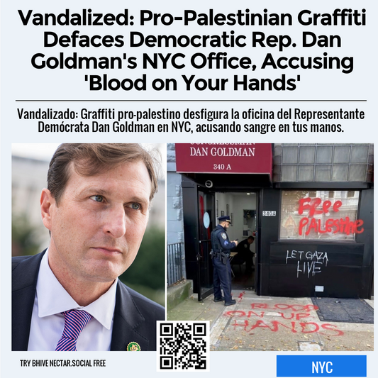 Vandalized: Pro-Palestinian Graffiti Defaces Democratic Rep. Dan Goldman's NYC Office, Accusing 'Blood on Your Hands'