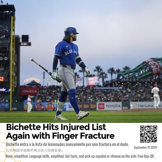 Bichette Hits Injured List Again with Finger Fracture