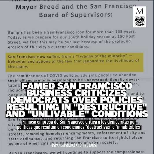 Famed San Francisco Business Criticizes Democrats over Policies Resulting in "Destructive" and "Unlivable" Conditions