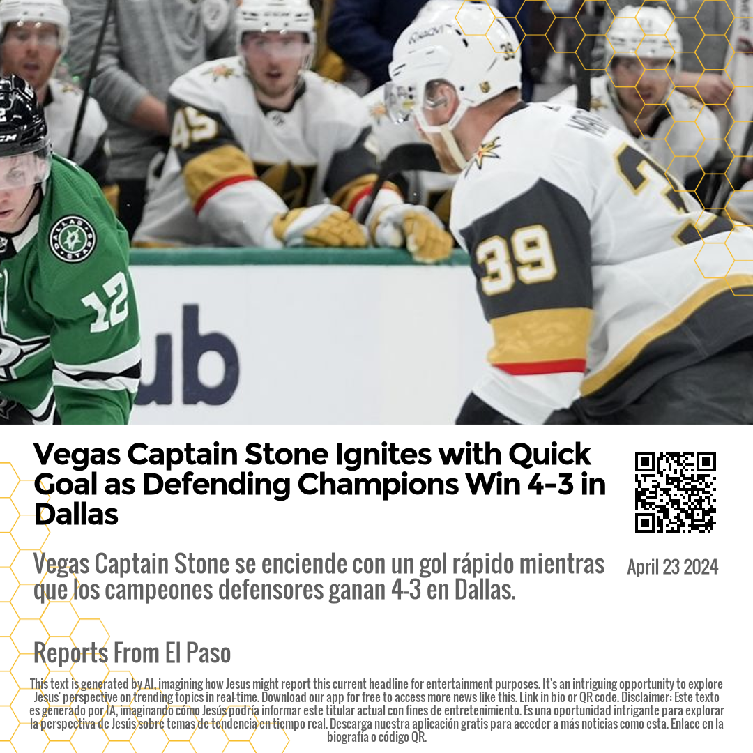 Vegas Captain Stone Ignites with Quick Goal as Defending Champions Win 4-3 in Dallas