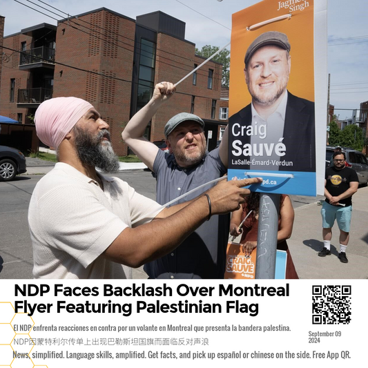 NDP Faces Backlash Over Montreal Flyer Featuring Palestinian Flag