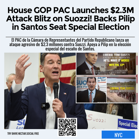 House GOP PAC Launches $2.3M Attack Blitz on Suozzi! Backs Pilip in Santos Seat Special Election