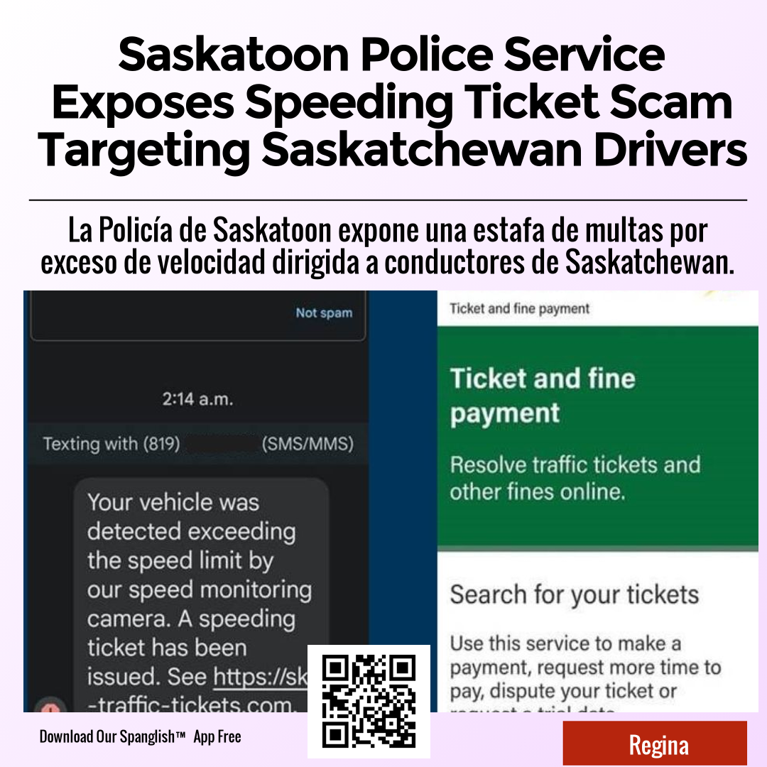 Saskatoon Police Service Exposes Speeding Ticket Scam Targeting Saskatchewan Drivers