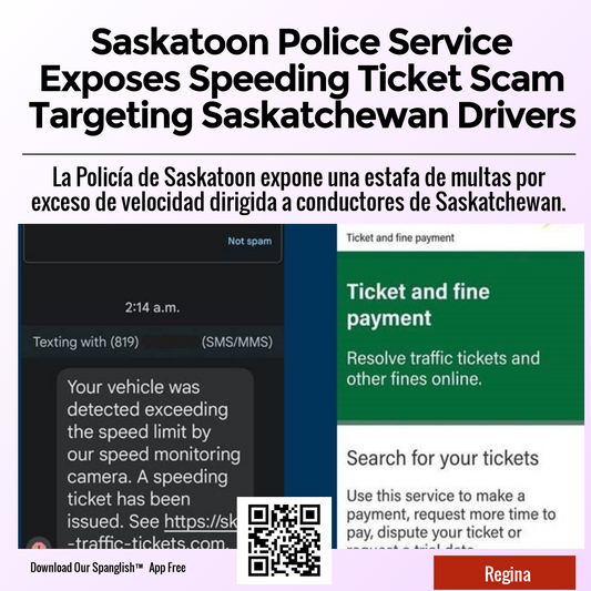 Saskatoon Police Service Exposes Speeding Ticket Scam Targeting Saskatchewan Drivers