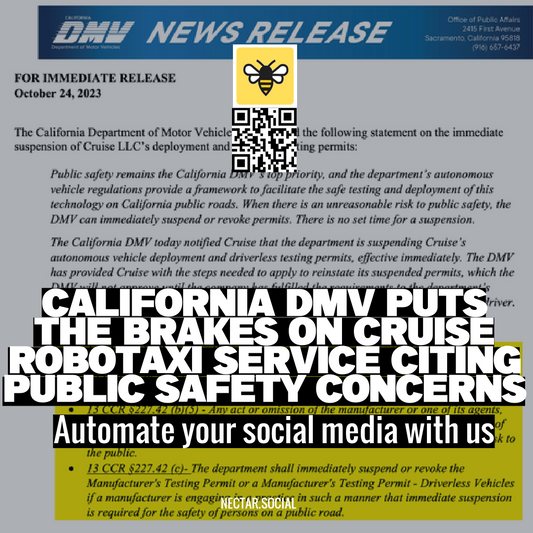 California DMV Puts the Brakes on Cruise Robotaxi Service Citing Public Safety Concerns