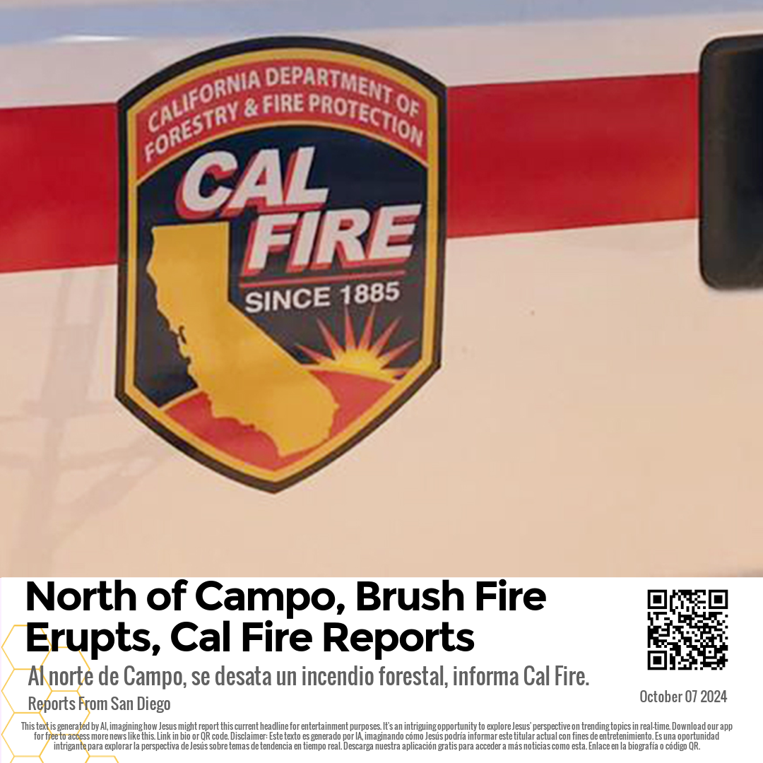 North of Campo, Brush Fire Erupts, Cal Fire Reports