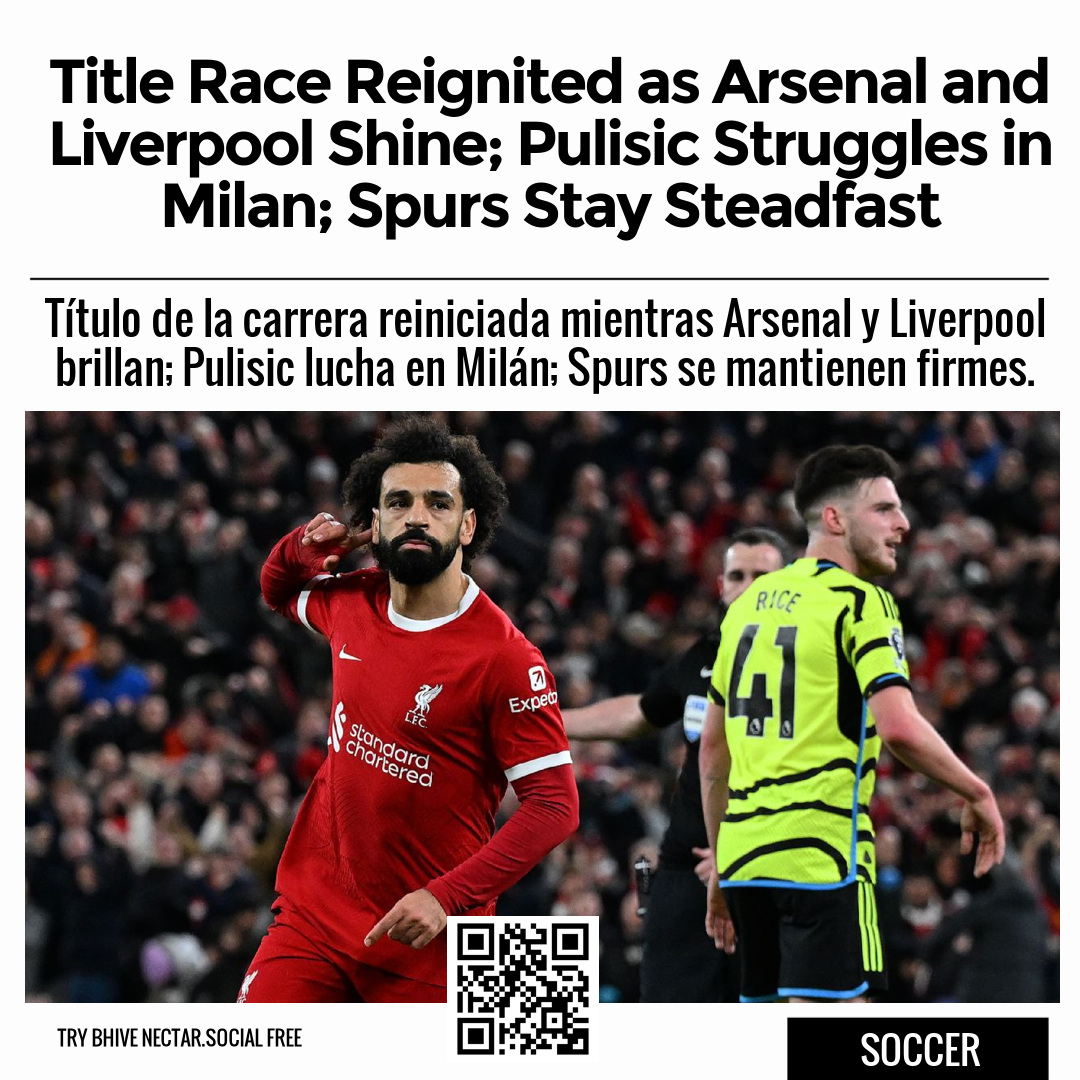 Title Race Reignited as Arsenal and Liverpool Shine; Pulisic Struggles in Milan; Spurs Stay Steadfast