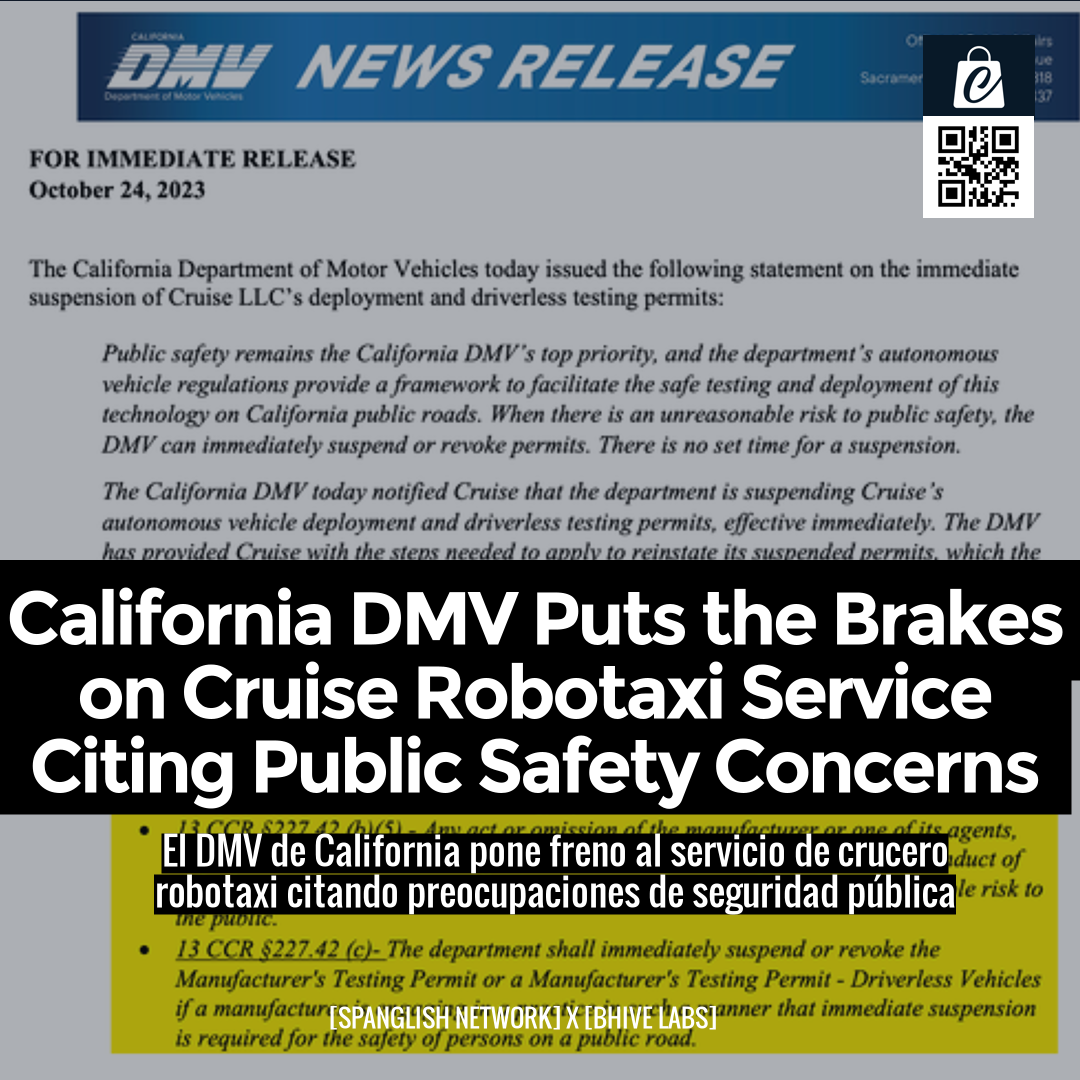 California DMV Puts the Brakes on Cruise Robotaxi Service Citing Public Safety Concerns