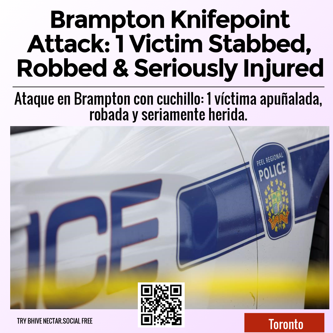 Brampton Knifepoint Attack: 1 Victim Stabbed, Robbed & Seriously Injured