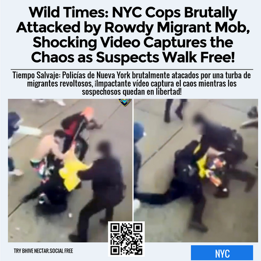 Wild Times: NYC Cops Brutally Attacked by Rowdy Migrant Mob, Shocking Video Captures the Chaos as Suspects Walk Free!