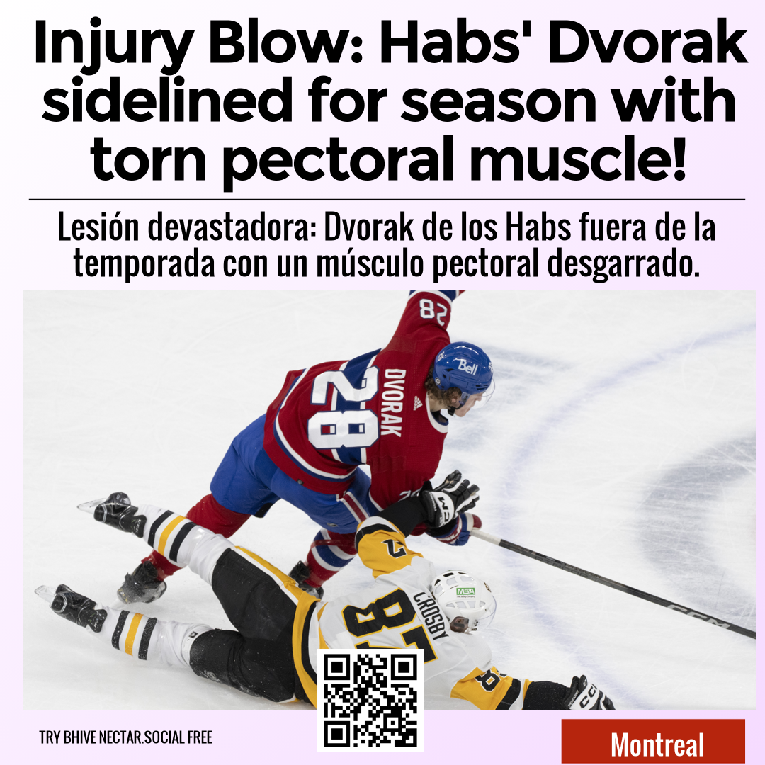 Injury Blow: Habs' Dvorak sidelined for season with torn pectoral muscle!