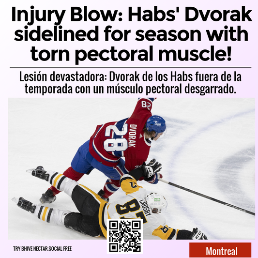 Injury Blow: Habs' Dvorak sidelined for season with torn pectoral muscle!