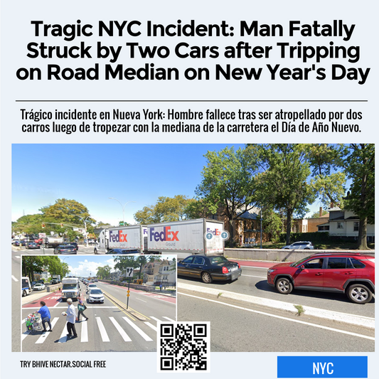 Tragic NYC Incident: Man Fatally Struck by Two Cars after Tripping on Road Median on New Year's Day