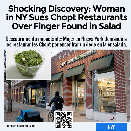 Shocking Discovery: Woman in NY Sues Chopt Restaurants Over Finger Found in Salad