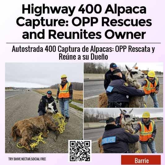 Highway 400 Alpaca Capture: OPP Rescues and Reunites Owner