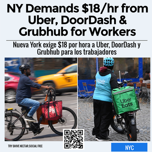 NY Demands $18/hr from Uber, DoorDash & Grubhub for Workers