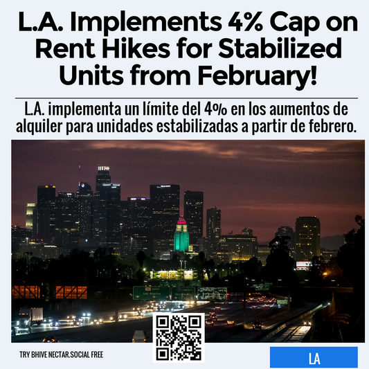 L.A. Implements 4% Cap on Rent Hikes for Stabilized Units from February!