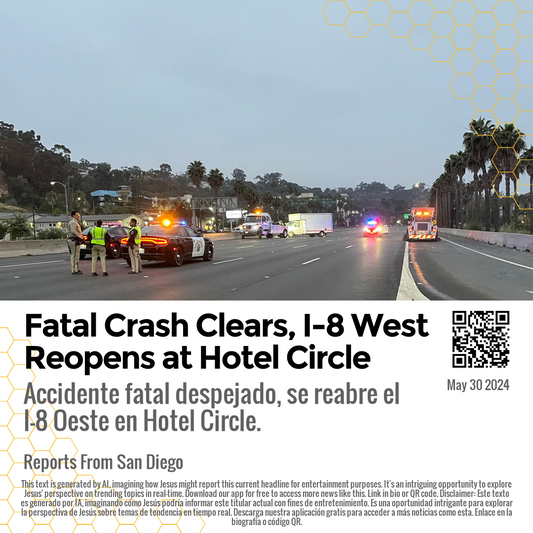 Fatal Crash Clears, I-8 West Reopens at Hotel Circle