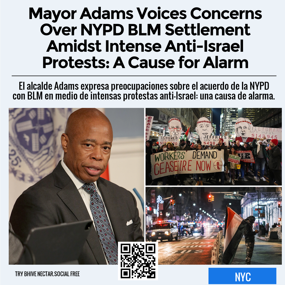 Mayor Adams Voices Concerns Over NYPD BLM Settlement Amidst Intense Anti-Israel Protests: A Cause for Alarm