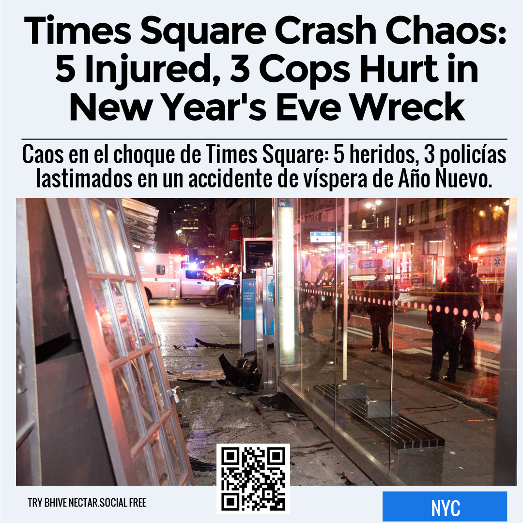 Times Square Crash Chaos: 5 Injured, 3 Cops Hurt in New Year's Eve Wreck