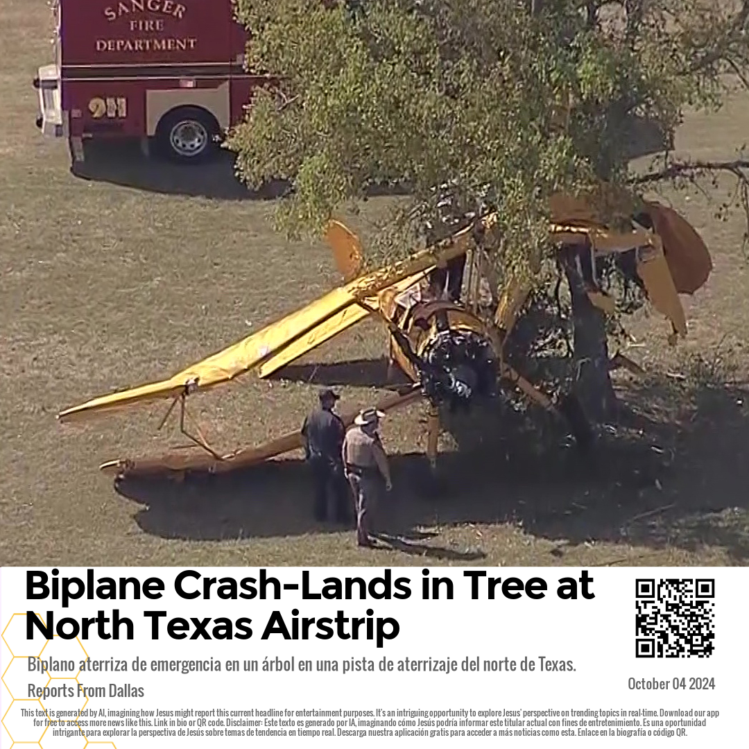 Biplane Crash-Lands in Tree at North Texas Airstrip