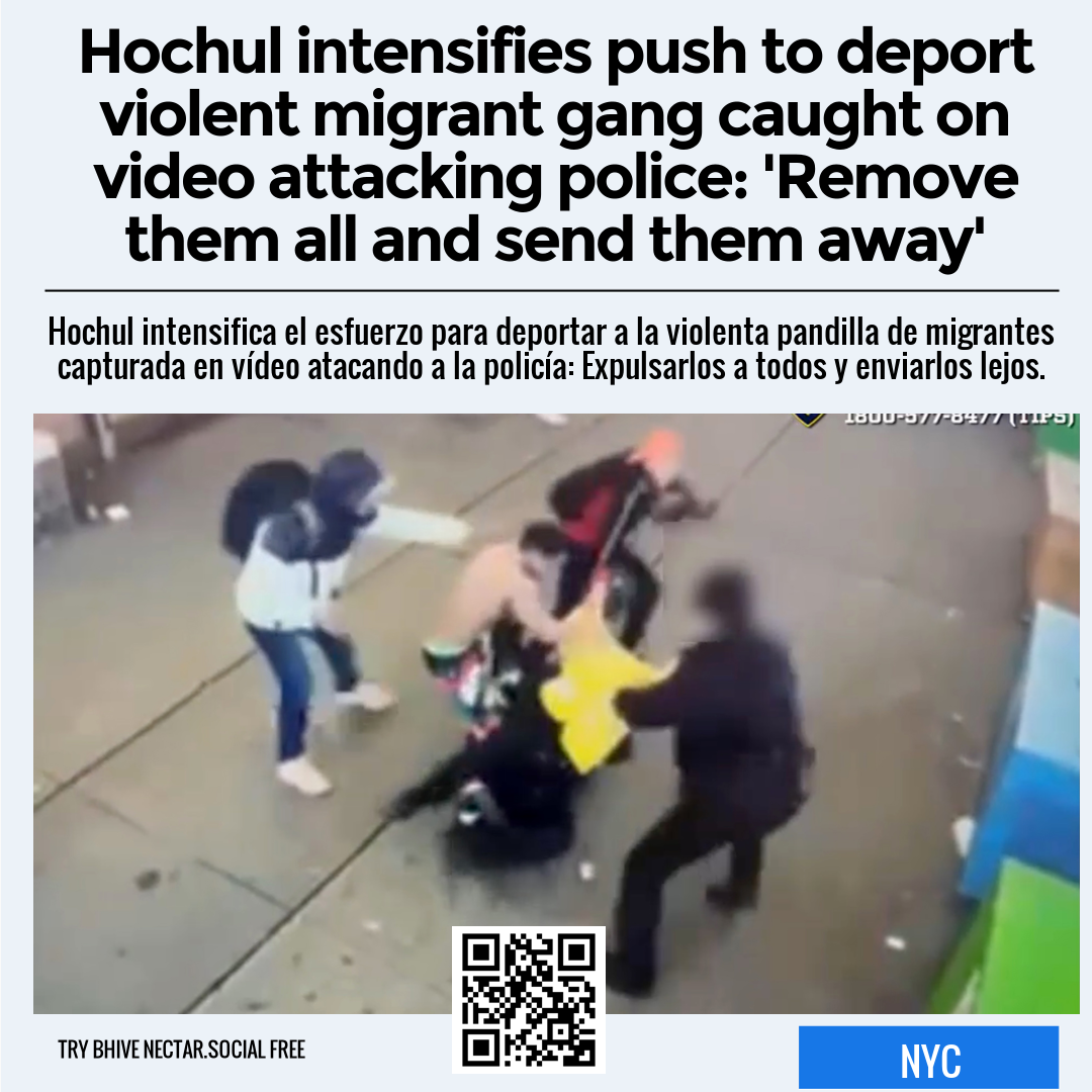 Hochul intensifies push to deport violent migrant gang caught on video attacking police: 'Remove them all and send them away'