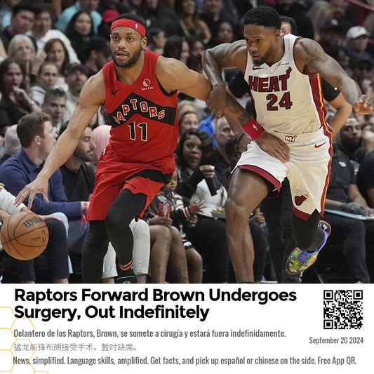 Raptors Forward Brown Undergoes Surgery, Out Indefinitely