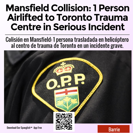 Mansfield Collision: 1 Person Airlifted to Toronto Trauma Centre in Serious Incident