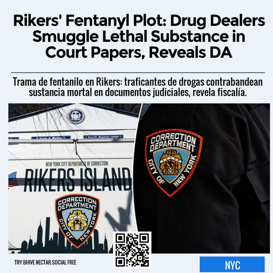 Rikers' Fentanyl Plot: Drug Dealers Smuggle Lethal Substance in Court Papers, Reveals DA
