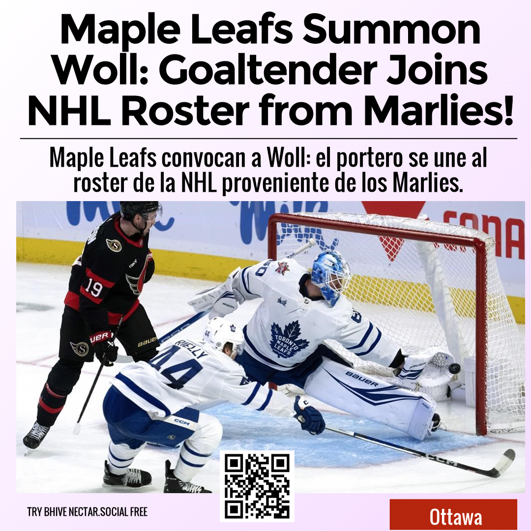 Maple Leafs Summon Woll: Goaltender Joins NHL Roster from Marlies!