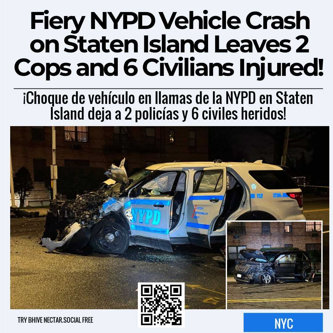 Fiery NYPD Vehicle Crash on Staten Island Leaves 2 Cops and 6 Civilians Injured!