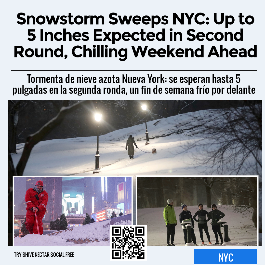 Snowstorm Sweeps NYC: Up to 5 Inches Expected in Second Round, Chilling Weekend Ahead