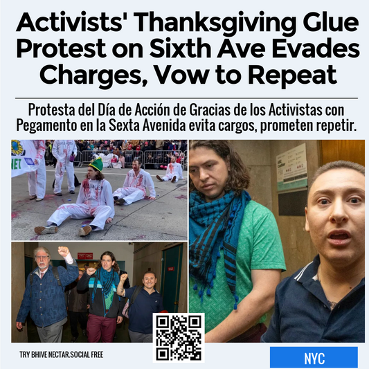 Activists' Thanksgiving Glue Protest on Sixth Ave Evades Charges, Vow to Repeat