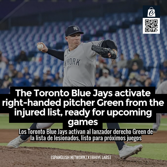 The Toronto Blue Jays activate right-handed pitcher Green from the injured list, ready for upcoming games