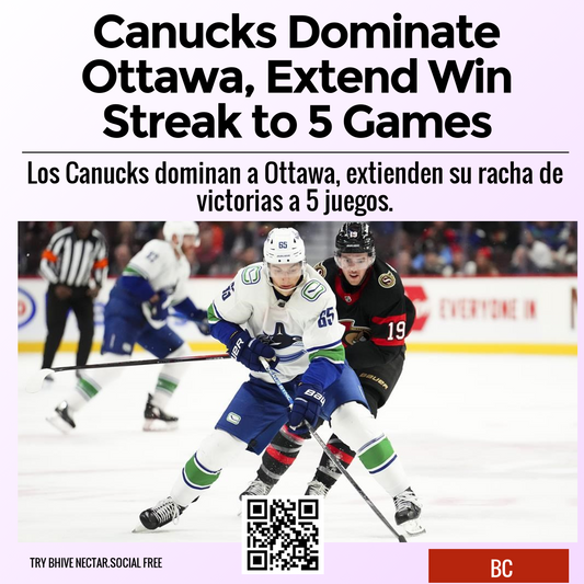 Canucks Dominate Ottawa, Extend Win Streak to 5 Games