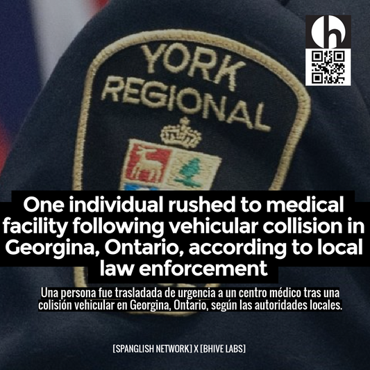 One individual rushed to medical facility following vehicular collision in Georgina, Ontario, according to local law enforcement