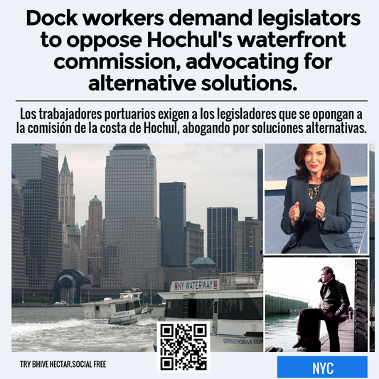 Dock workers demand legislators to oppose Hochul's waterfront commission, advocating for alternative solutions.