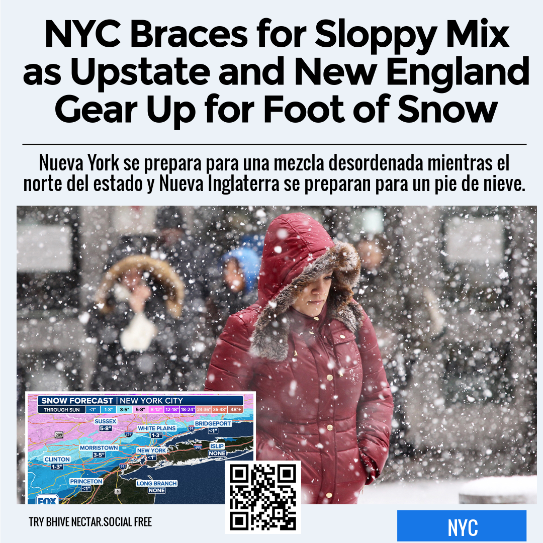 NYC Braces for Sloppy Mix as Upstate and New England Gear Up for Foot of Snow