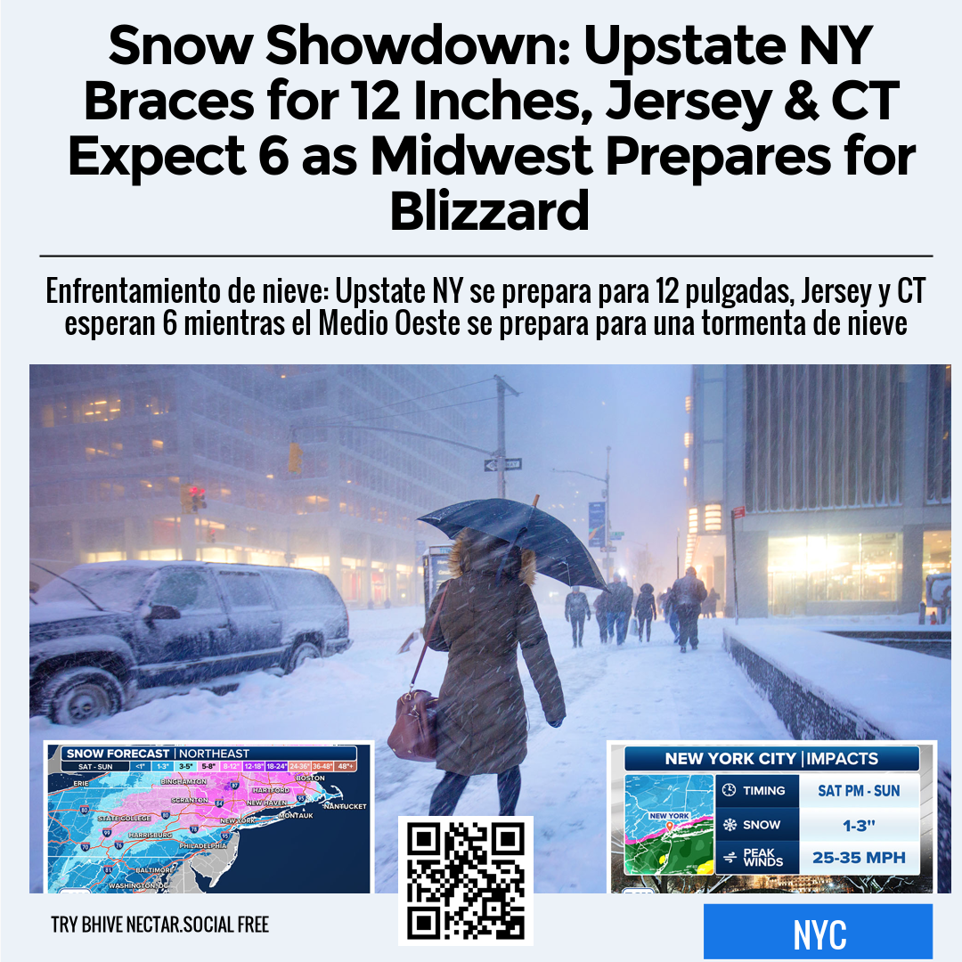 Snow Showdown: Upstate NY Braces for 12 Inches, Jersey & CT Expect 6 as Midwest Prepares for Blizzard