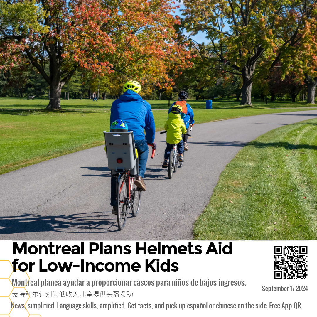 Montreal Plans Helmets Aid for Low-Income Kids