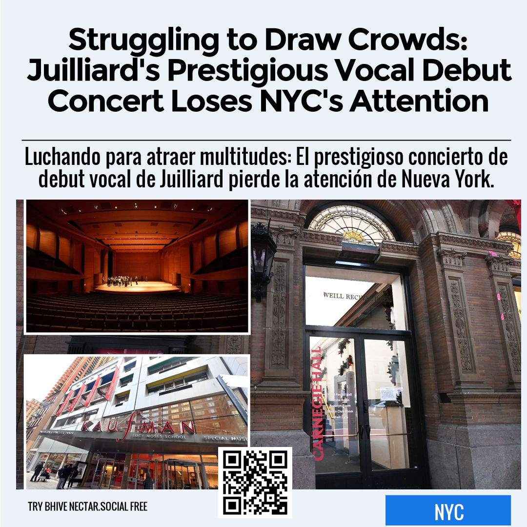 Struggling to Draw Crowds: Juilliard's Prestigious Vocal Debut Concert Loses NYC's Attention