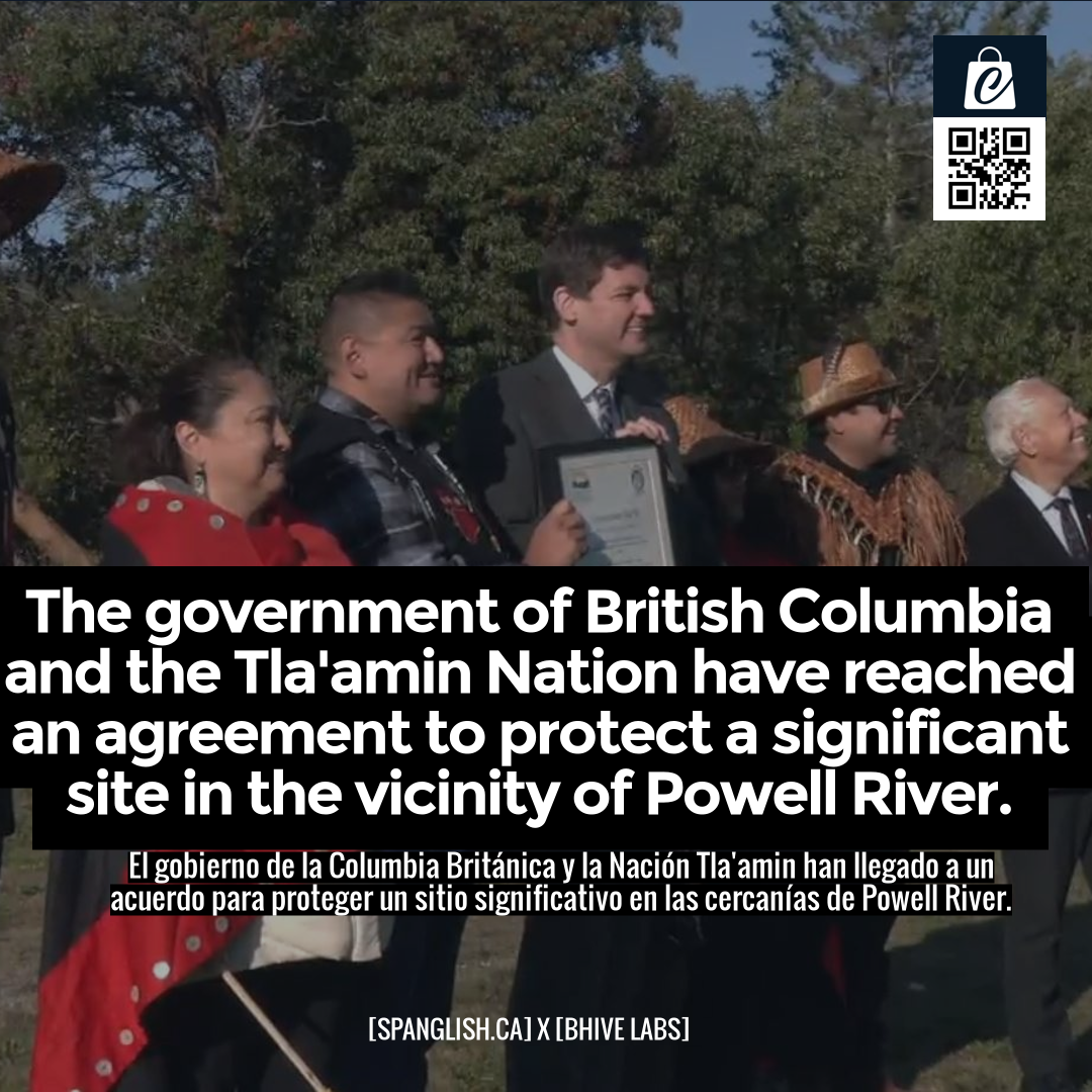 The government of British Columbia and the Tla'amin Nation have reached an agreement to protect a significant site in the vicinity of Powell River.