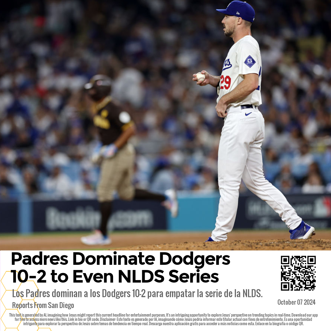 Padres Dominate Dodgers 10-2 to Even NLDS Series