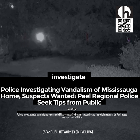 investigate

Police Investigating Vandalism of Mississauga Home; Suspects Wanted: Peel Regional Police Seek Tips from Public