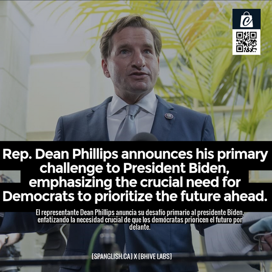 Rep. Dean Phillips announces his primary challenge to President Biden, emphasizing the crucial need for Democrats to prioritize the future ahead.